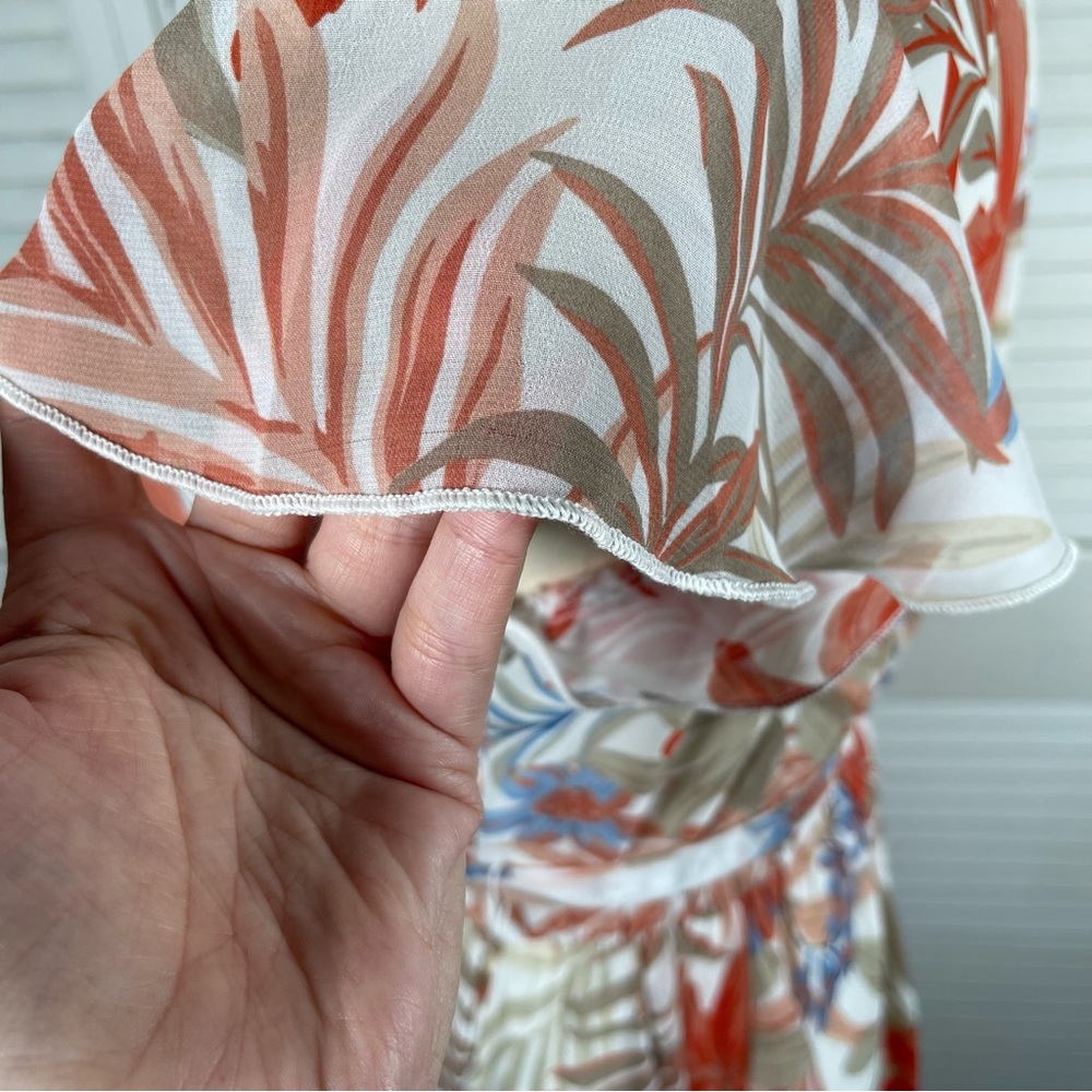 Kate and Lily Floral Maxi Dress Size 6 White Red Tropical Sheer Top - Picture 6 of 15